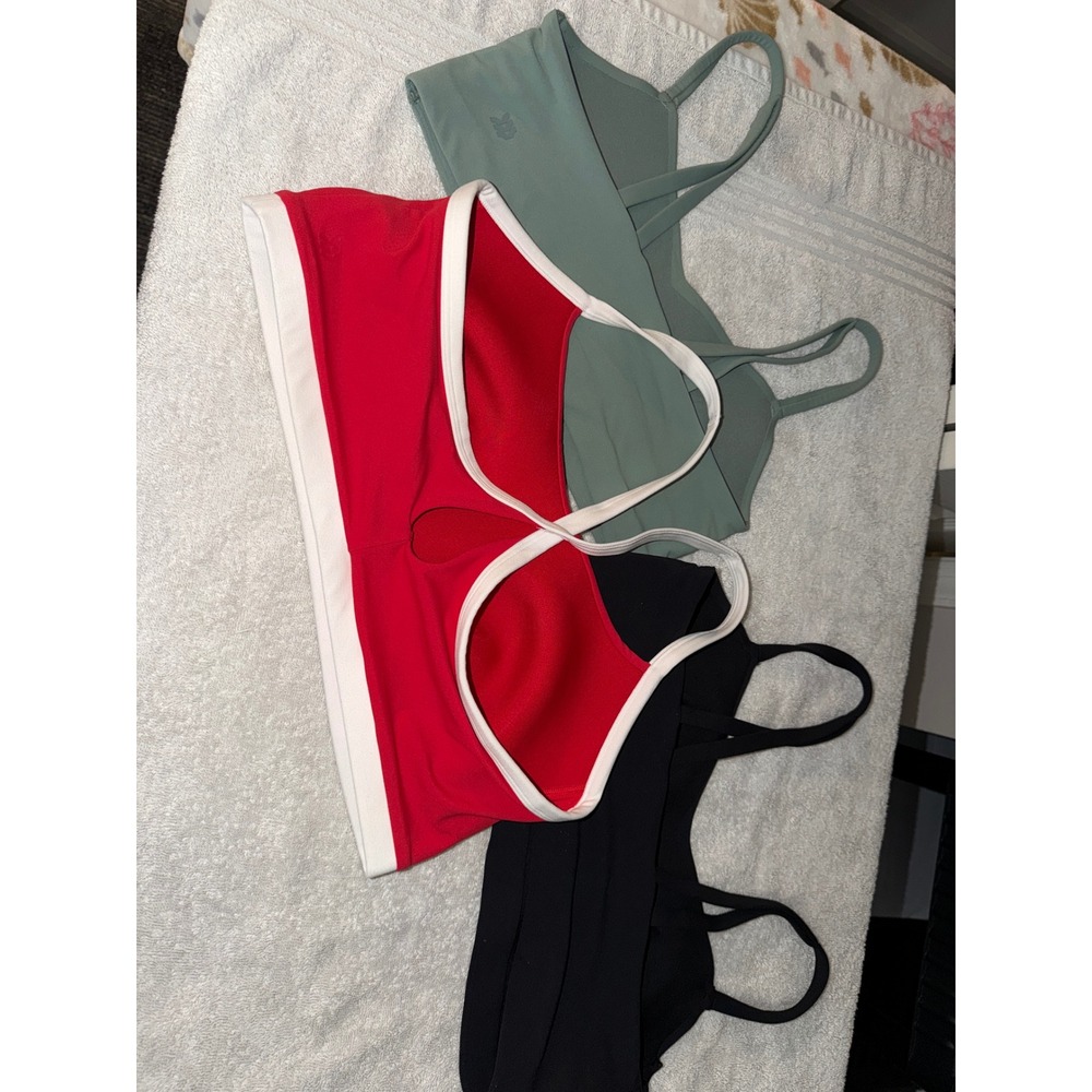 All in Motion Womens Sports Bras Lot of 3 Red Black Sage Green Size Large